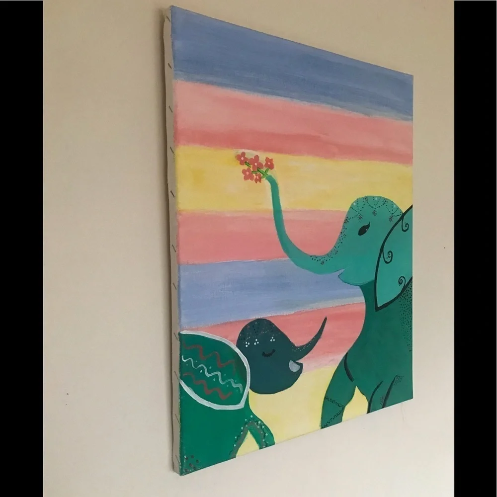 Hand painted canvas of elephants 🐘
